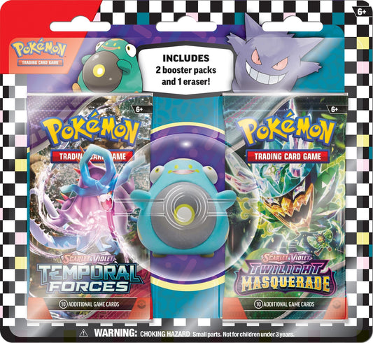 Pokémon TCG Eraser & Booster Blister Set (Pack of 12) – Includes Booster Packs & Collectible Erasers - Perfect for Play, School & Collection