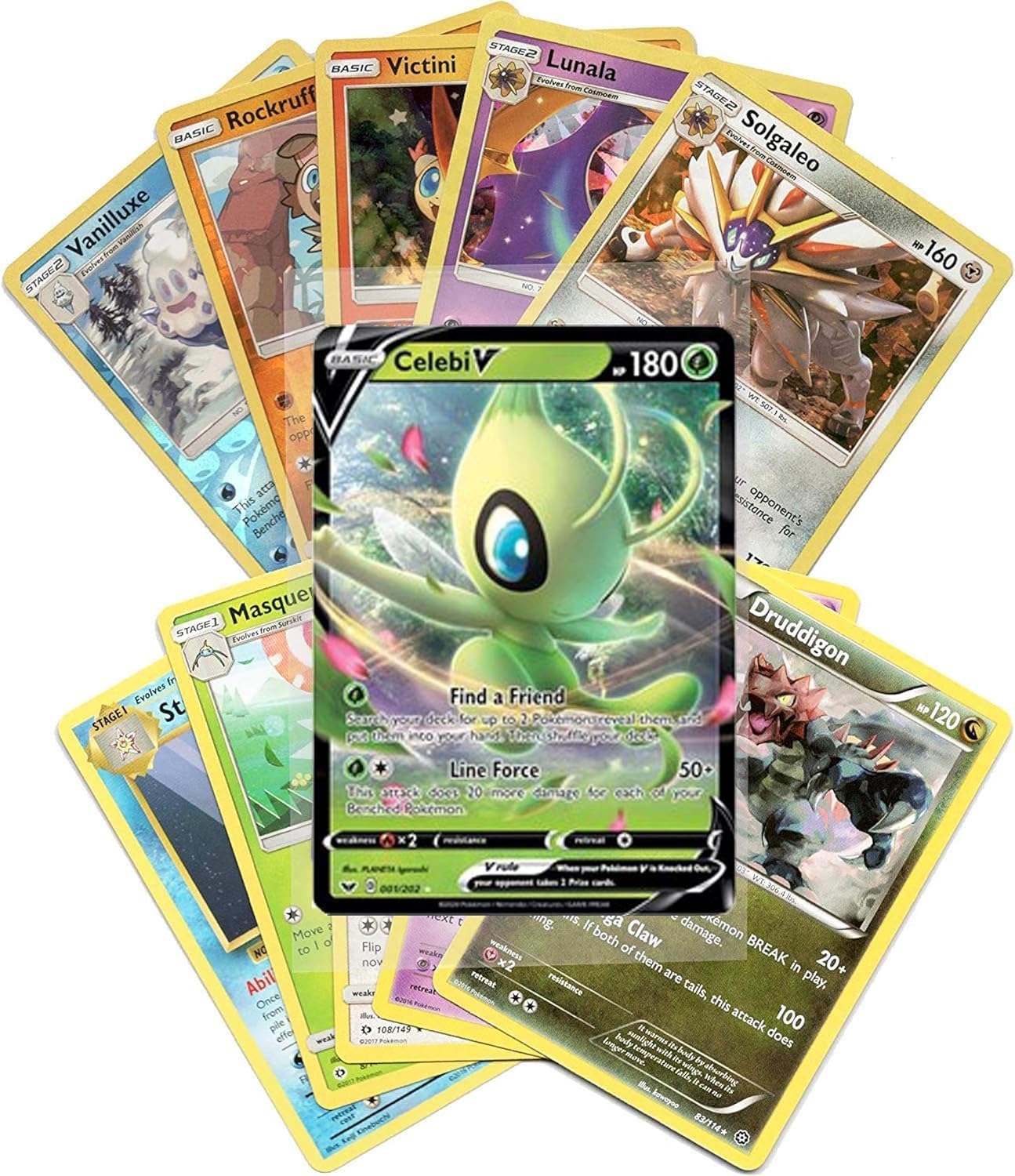 Pokemon Cards 50 Card Assorted Lot with Guaranteed V Pokemon