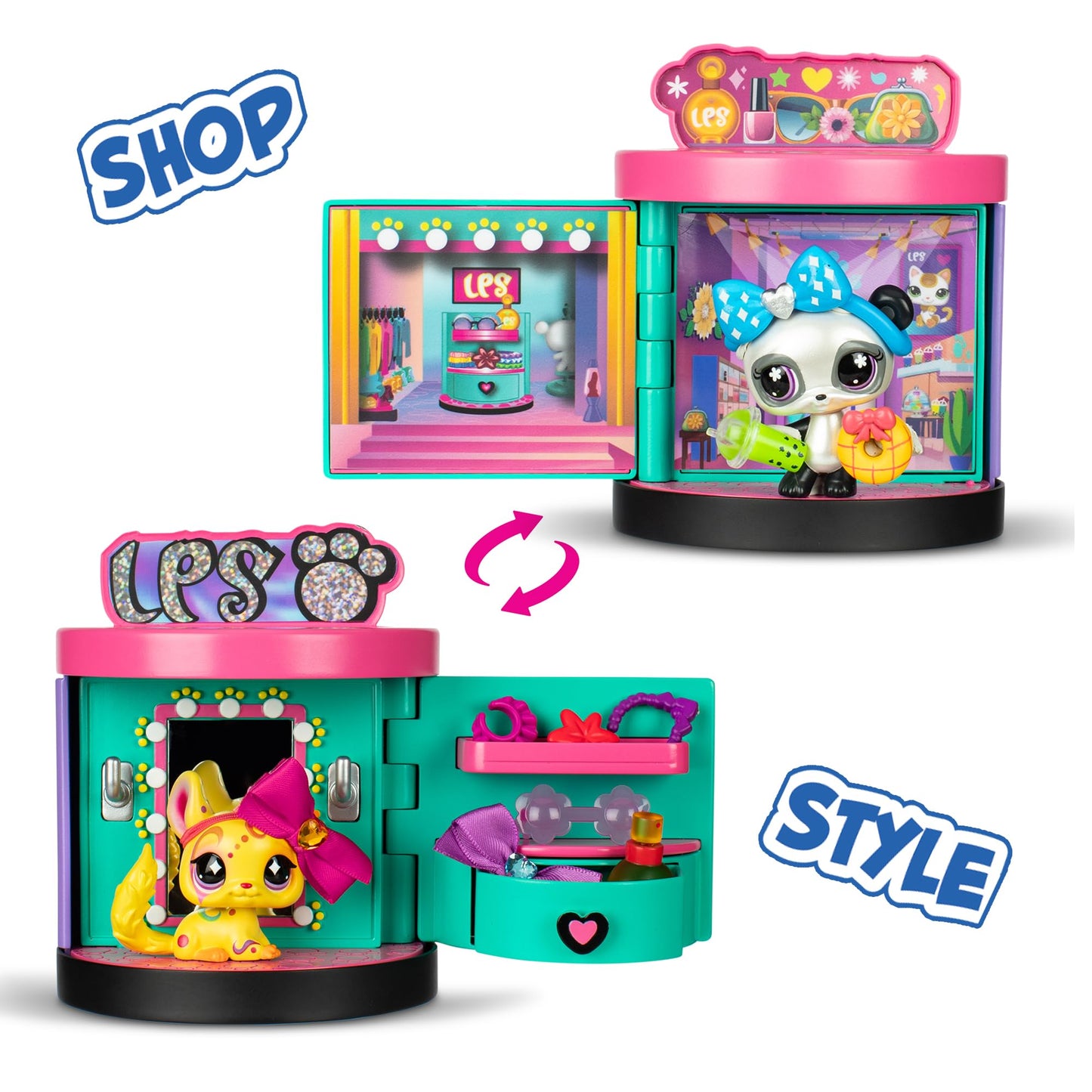Littlest Pet Shop Sweet and Style 4-in-1 Gift Box - Pack of 3 Animals, 15 Accessories, 1 Card, 1 Code Roblox - Mini Collectible Animal Figurines - Children's Toy 4 Years and Above - BF00722