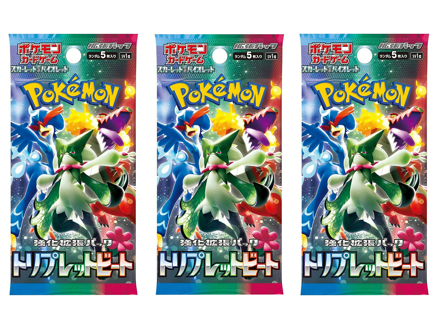 (3 Packs) Pokemon Card Game TCG Japanese Scarlet & Violet SV1a Triple Beat Booster (3X5 Cards Included)